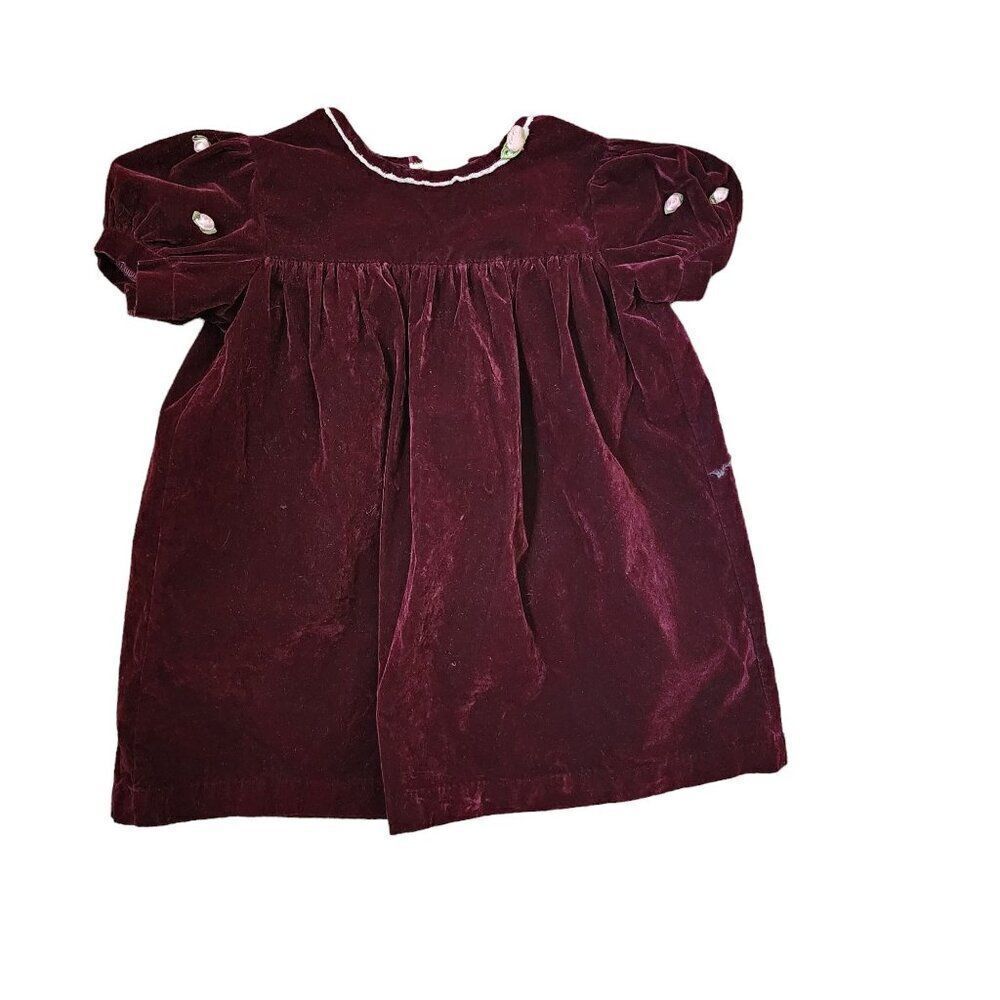 Osh Kosh Collection Velvet Formal Toddler Dress Girls Size 4T Maroon Red